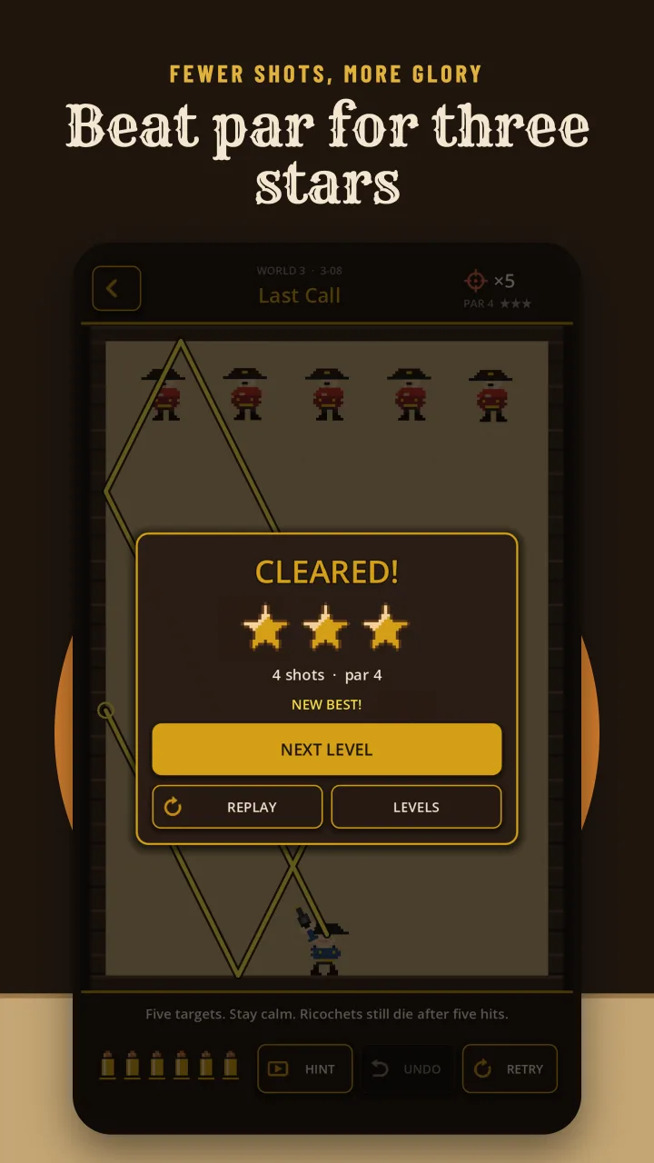 Clear a level at par to earn all three stars.