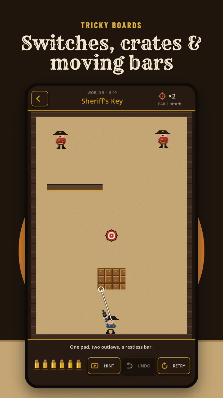 Plan a shot through a tricky board of obstacles.