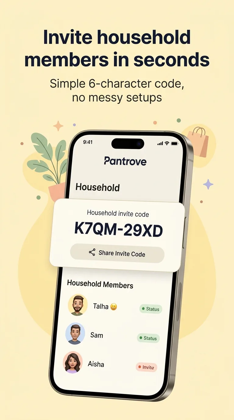 Household members and a shareable invitation code.