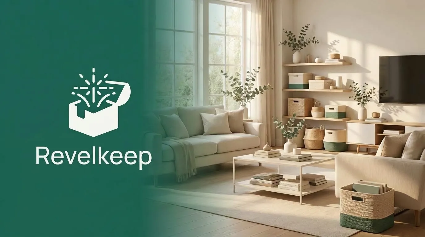 Revelkeep home-inventory overview with organized rooms and storage boxes.